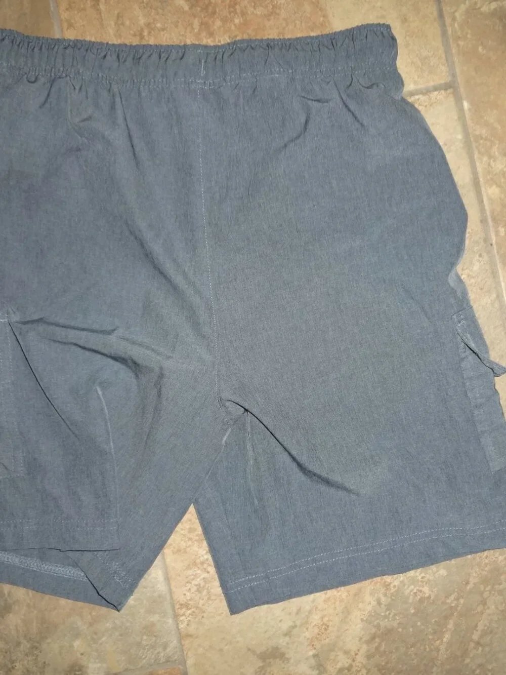 Lot 2-Tommy Bahama Boys L 10/12 Active Elastic Waist Drawstring Shorts Gray/blue